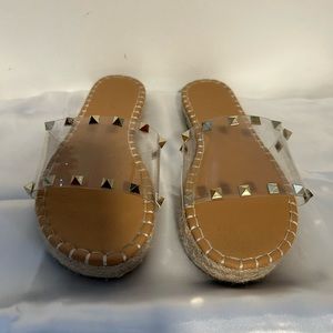 Clear with gold studs sandals